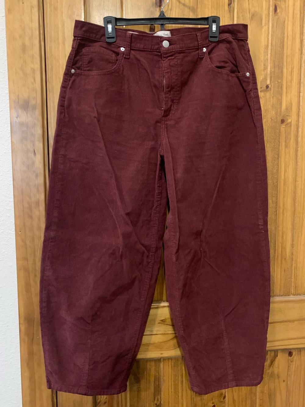 Women’s Maroon Corduroy Barrel Pants